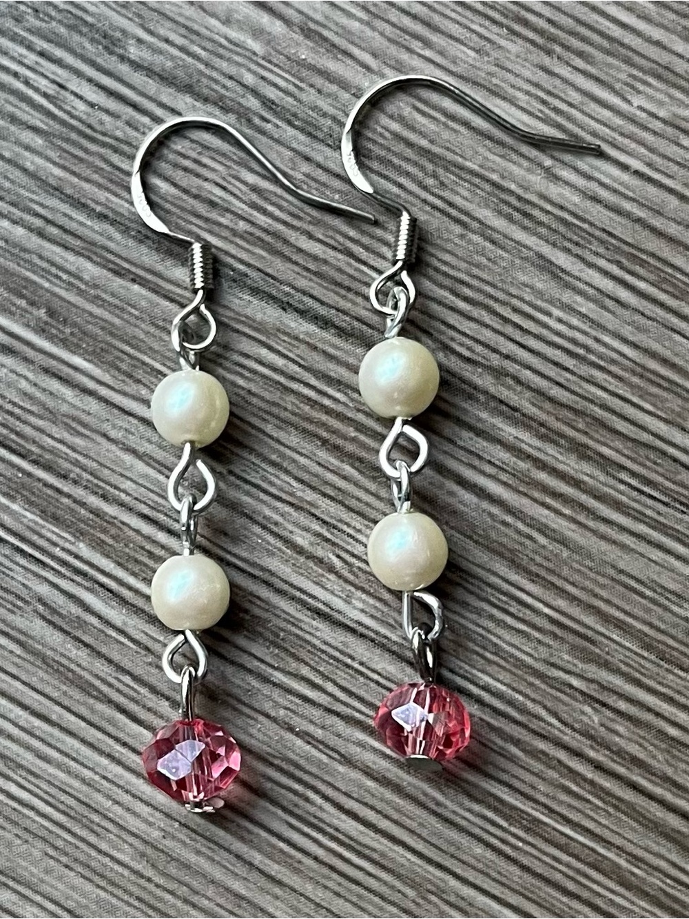 Pearl & Pink Crystal Drop Earrings - Women Jewelry